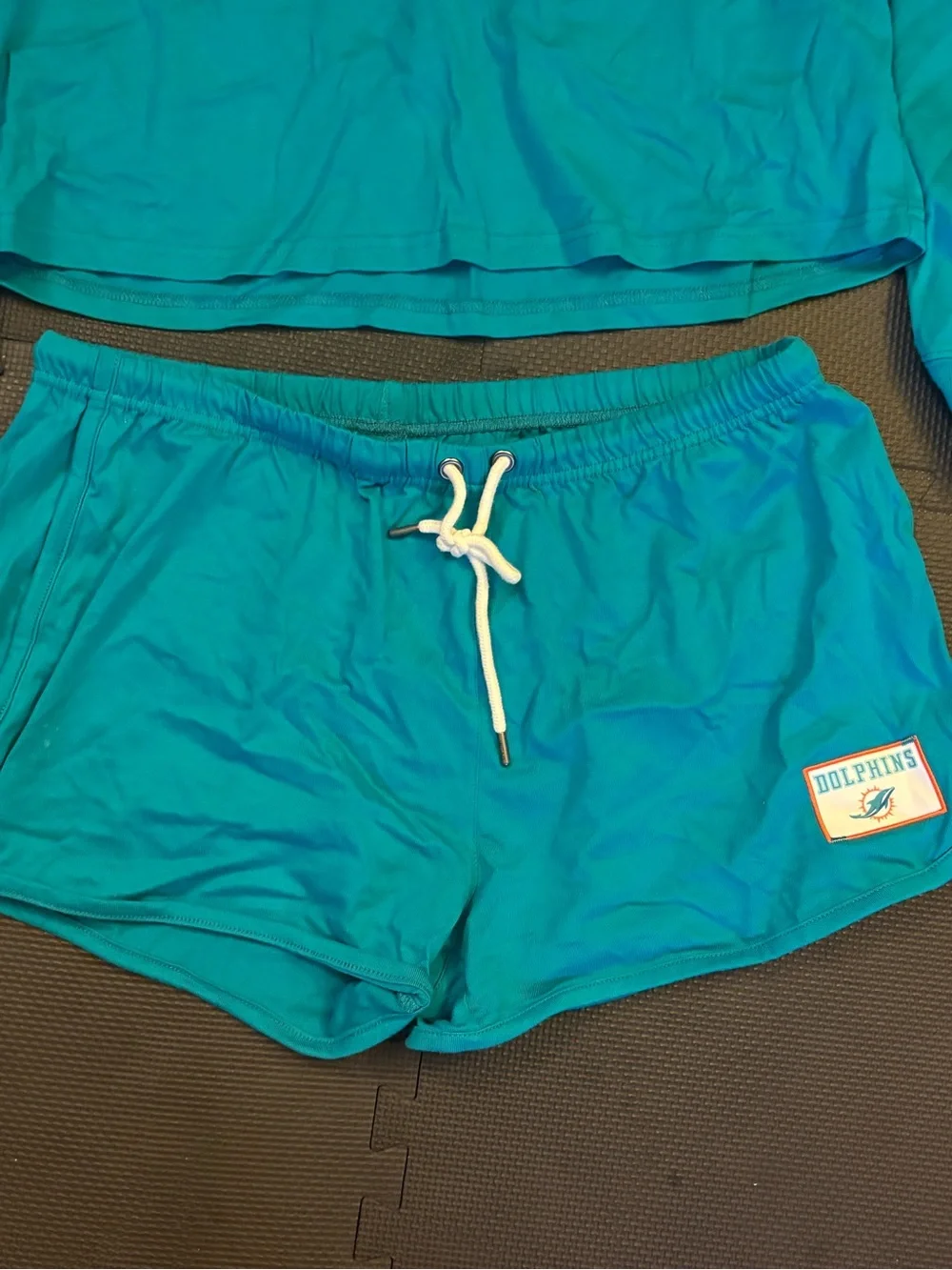 Teal NFL Miami Dolphins Long Sleeve Top & Drawstring Shorts Pajama Set Size L